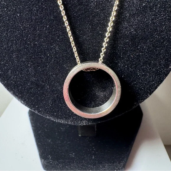 VTG Tiffany & Co. 925 Silver Circle 1837 Pendant 17” Necklace - Picture 2 of 8